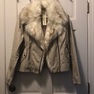 River Island Leather Look Faux Collar Bike Jacket